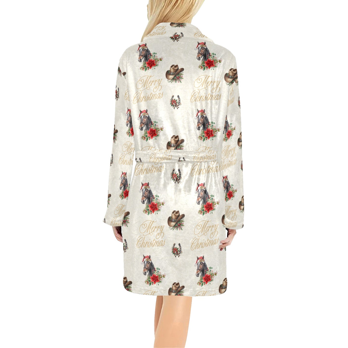 Christmas Horses Western Fleece Bathrobe