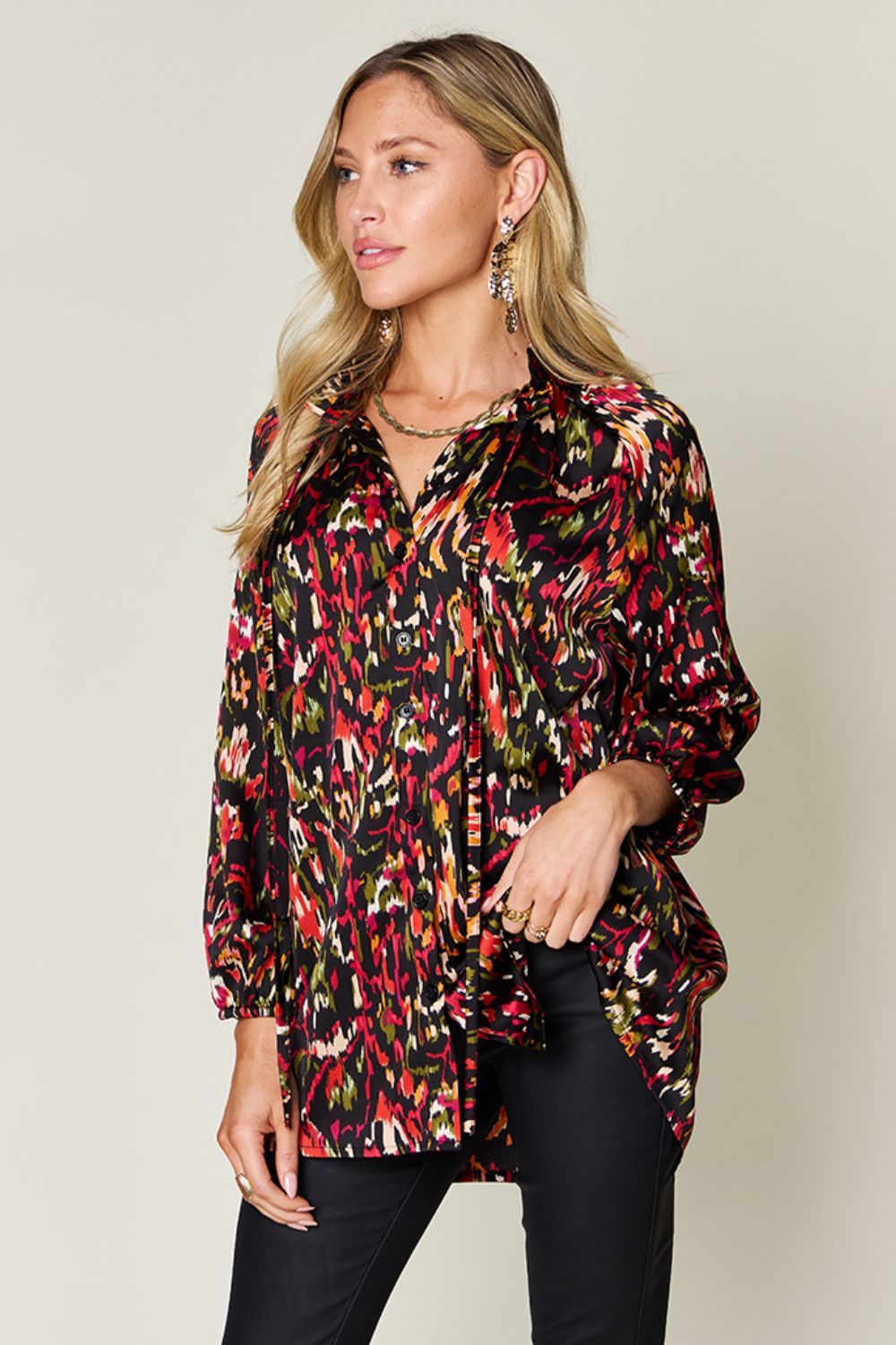 Fall Floral Button Up Long Sleeve Shirt choice of prints