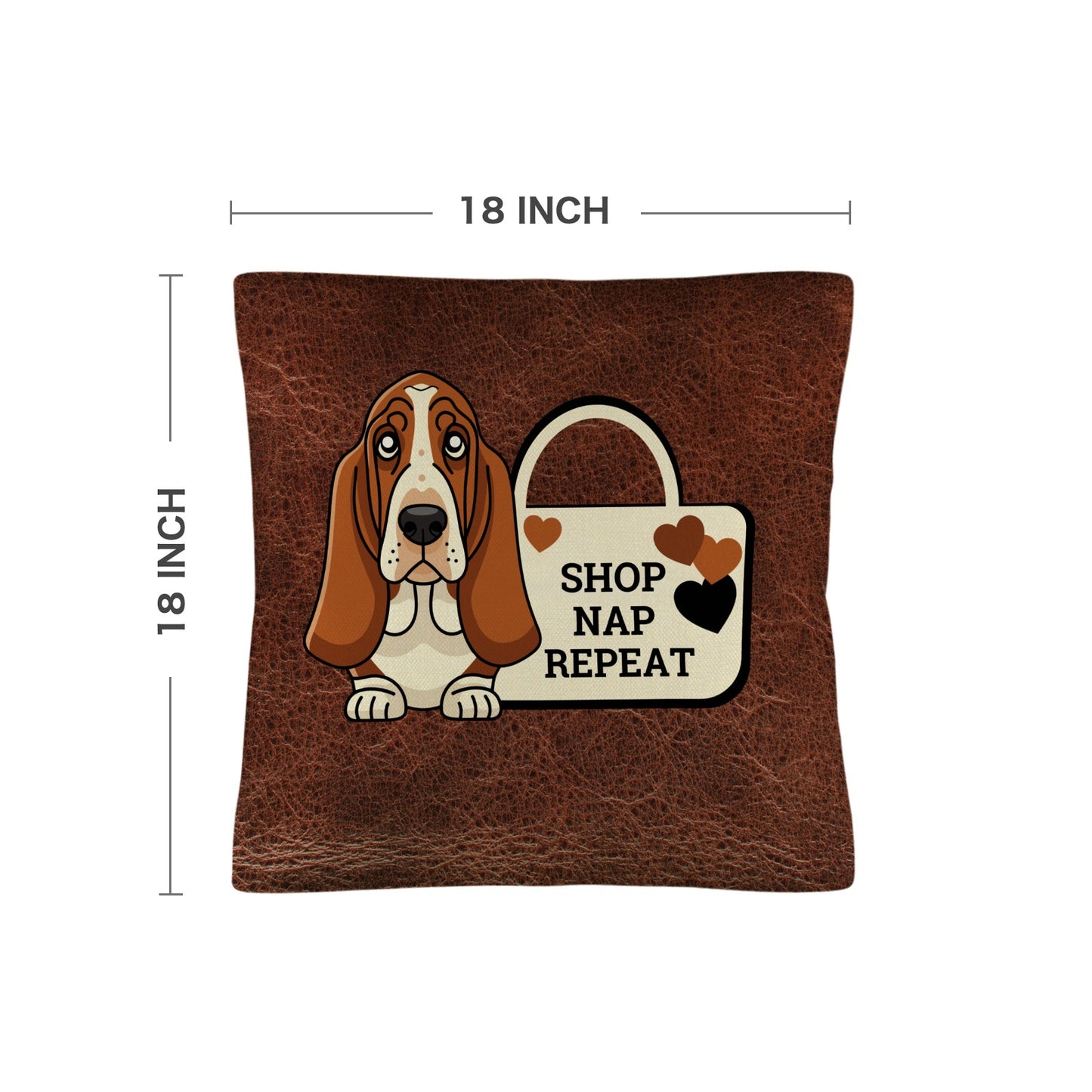 Baha Ranch Basset Hound Shop Nap Repeat Pillow Case Made in America