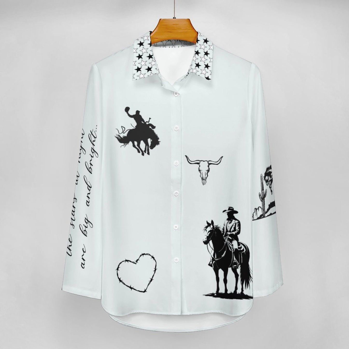 Baha Ranch Deep in the Heart of Texas Graphic Button Up Western Blouse