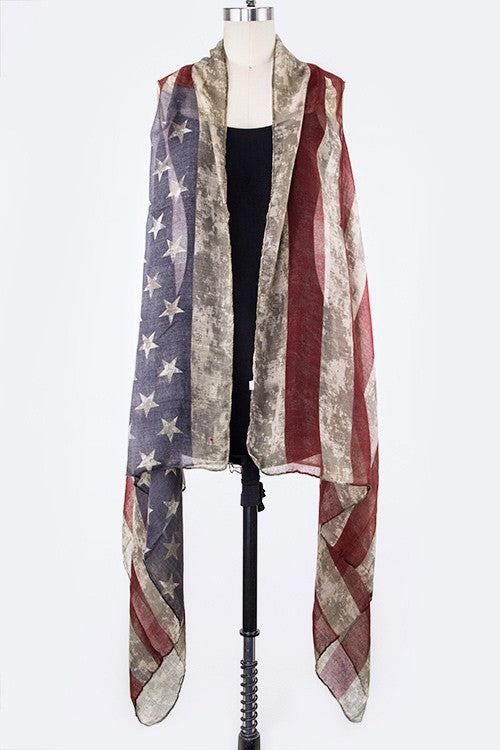 Vintage American Flag Fashion Hi Lo Vest