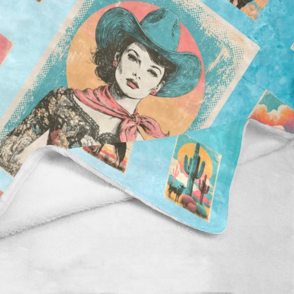 Baha Ranch Cowgirl Queen Blanket Ultra-Soft Micro Fleece Blanket 40" x  50" Made in America