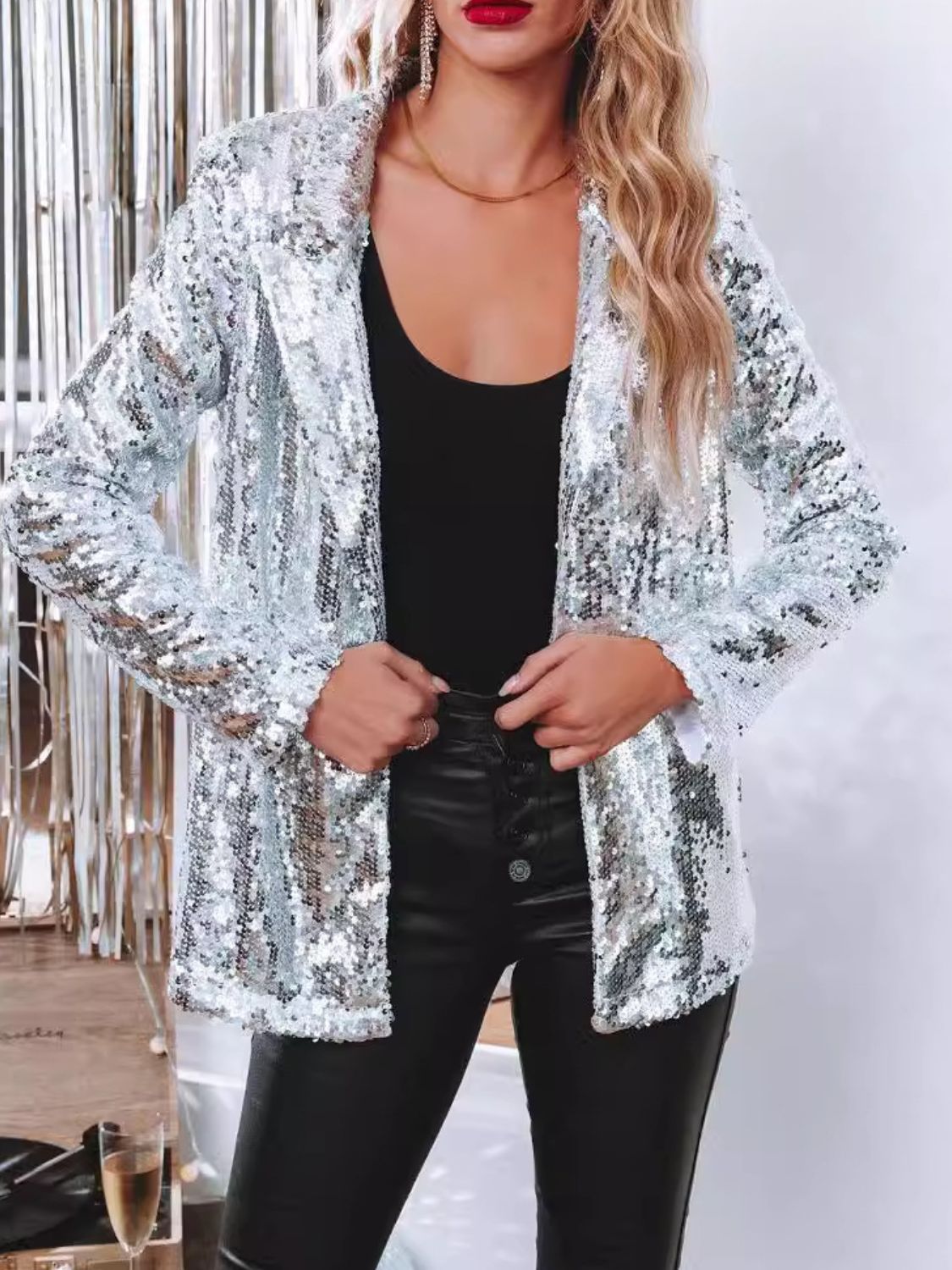 Sequin Long Sleeve Blazer choice of colors