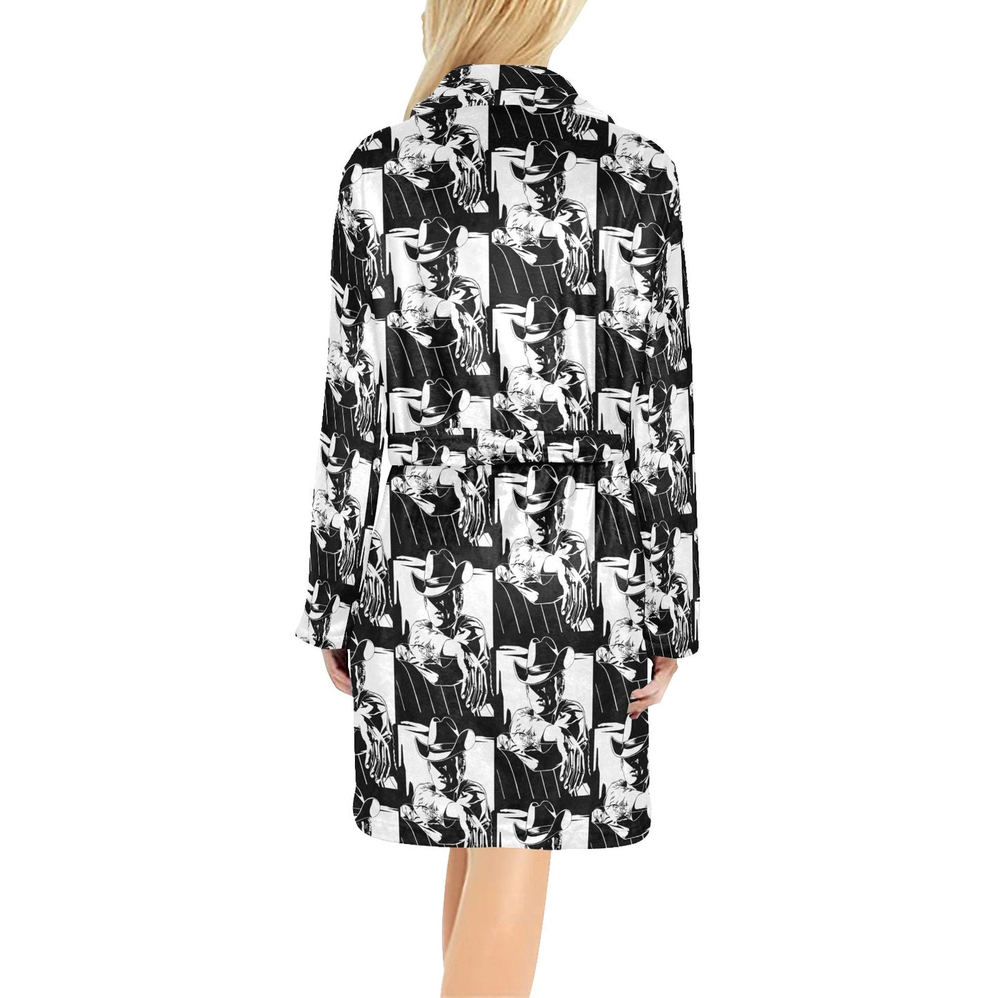 Black White Cowboy Bath Robe