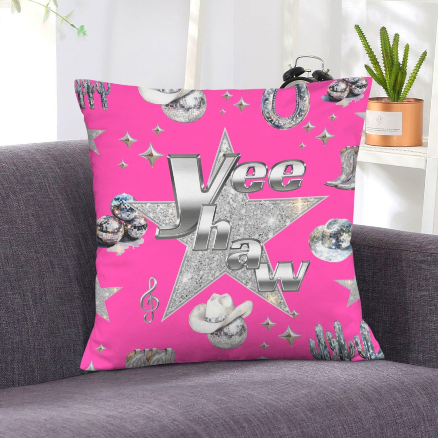 Baha Ranch Pink YEEHAW Velvety Soft Pillow Case Made in America