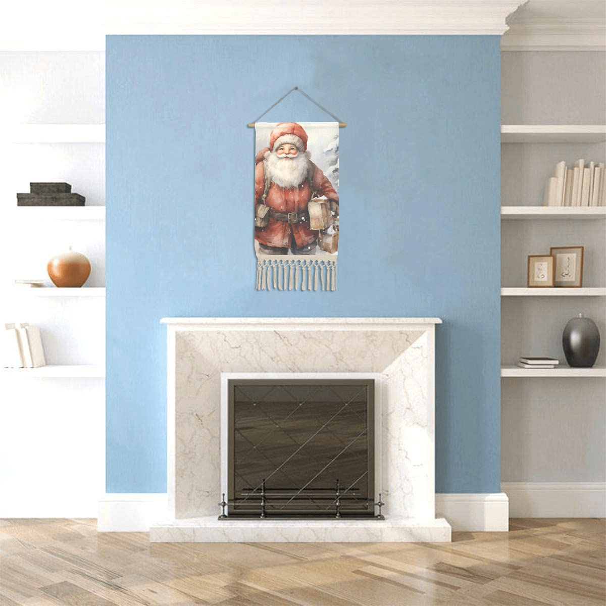 Baha Ranch Cute Santa Wall Hanging Linen Poster Made in America