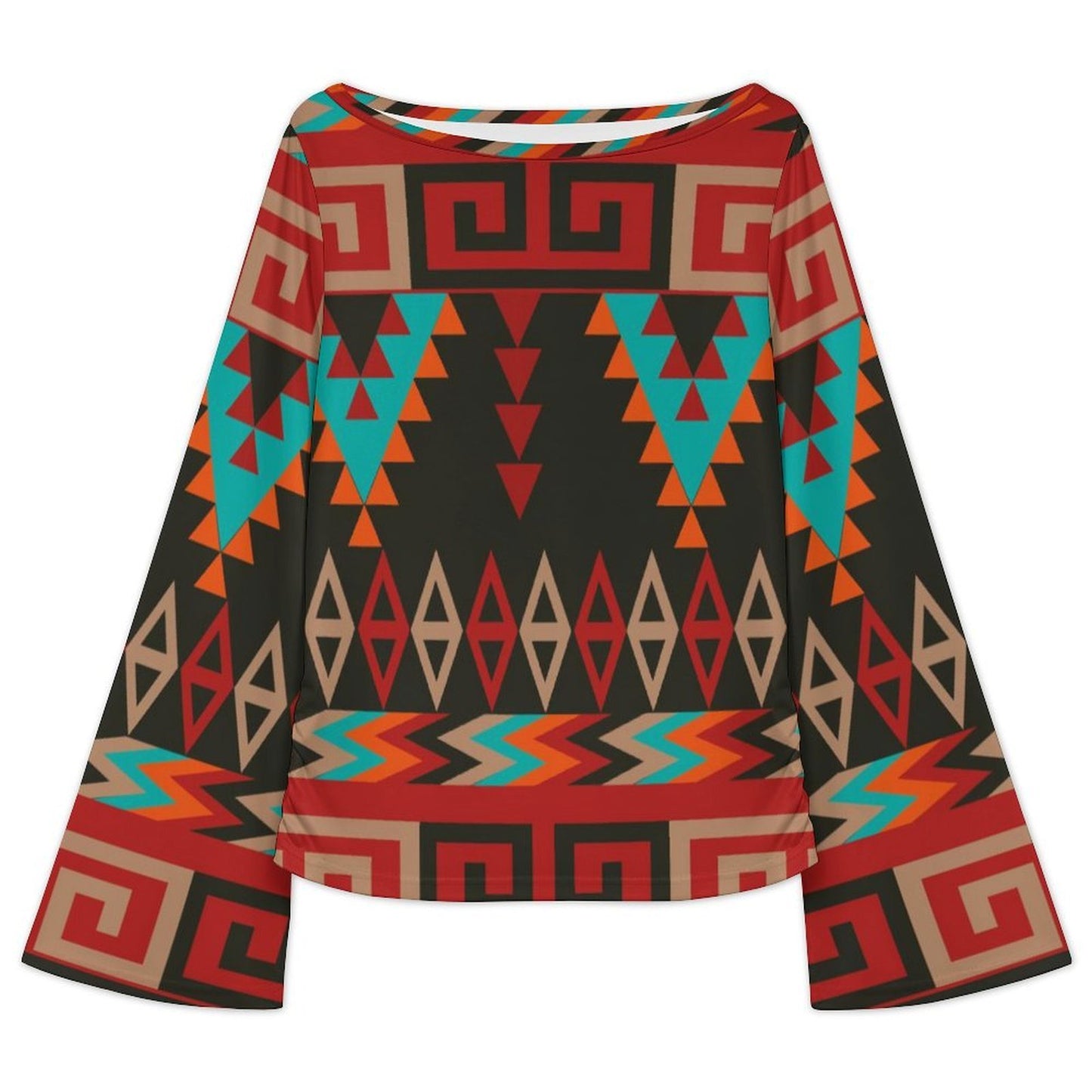 Baha Ranch Aztec Flare Sleeve Top