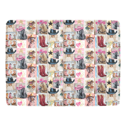 Danilo Painted Cowgirl Collage Throw Blanket 60" x 80" Ultra-Soft Micro Fleece Blanket 60" x 80" Made in America
