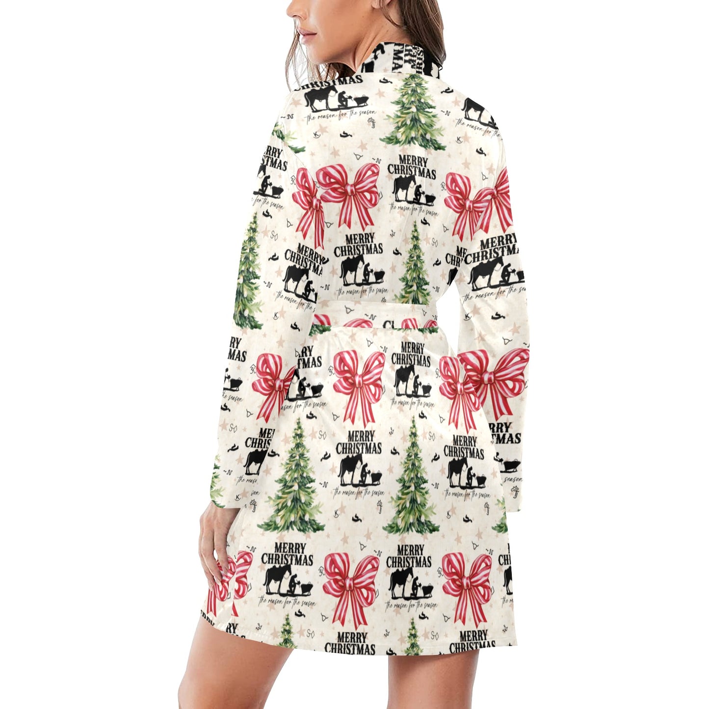 Praying Cowboy Christmas Western Cowgirl Satin Robe