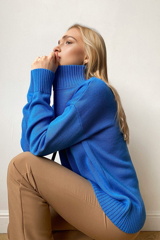 Basic Bae Turtleneck Dropped Shoulder Long Sleeve Sweater choice of colors