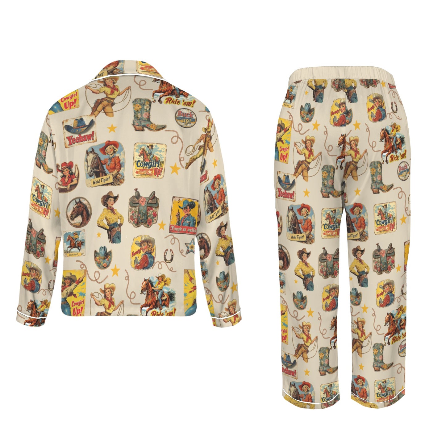 Vintage Cowgirl Collage Western Rodeo Pajamas