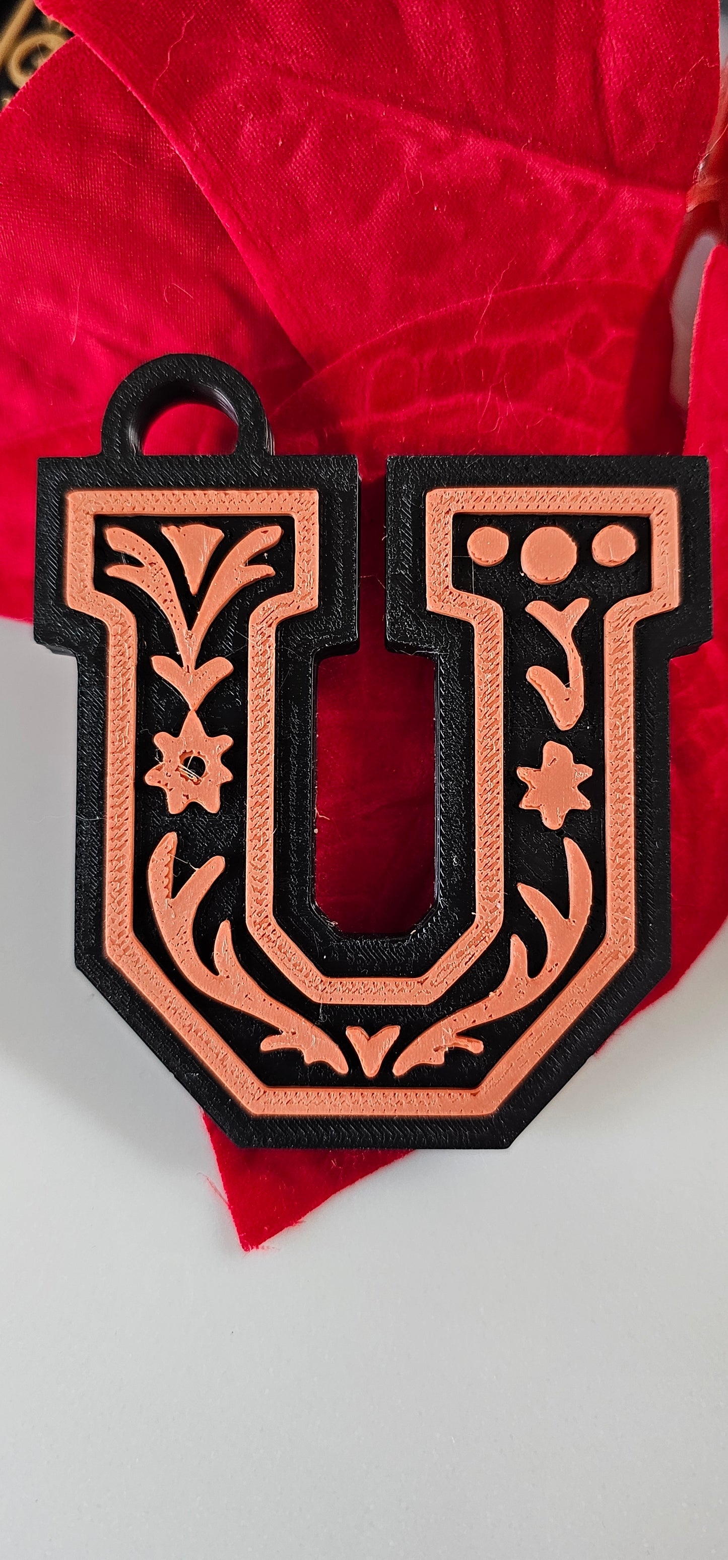 3D Print Tooled Leather Look Initial Fringe Keychain Purse Charm Choice of Colors