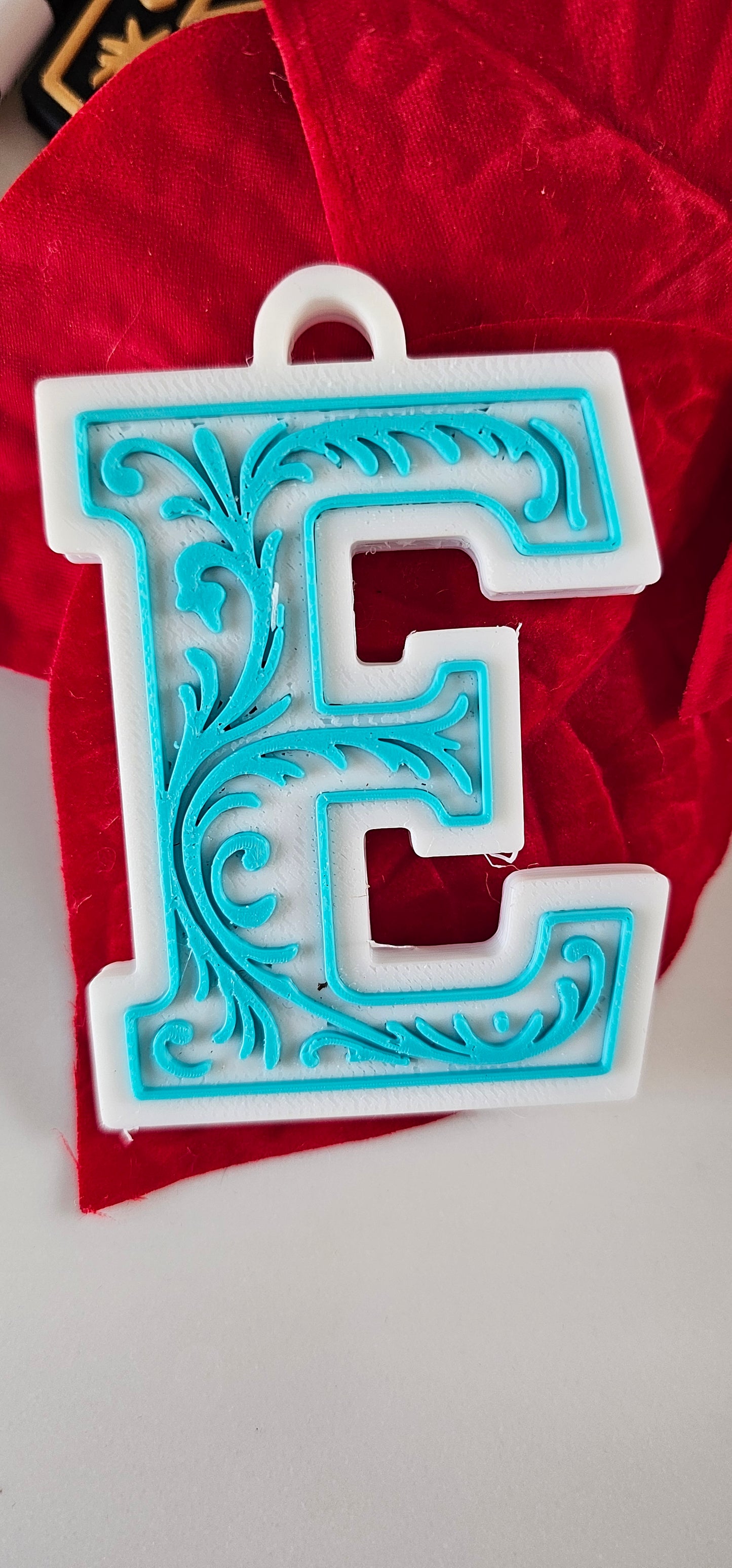 3D Print Tooled Leather Look Initial Keychain Made in America