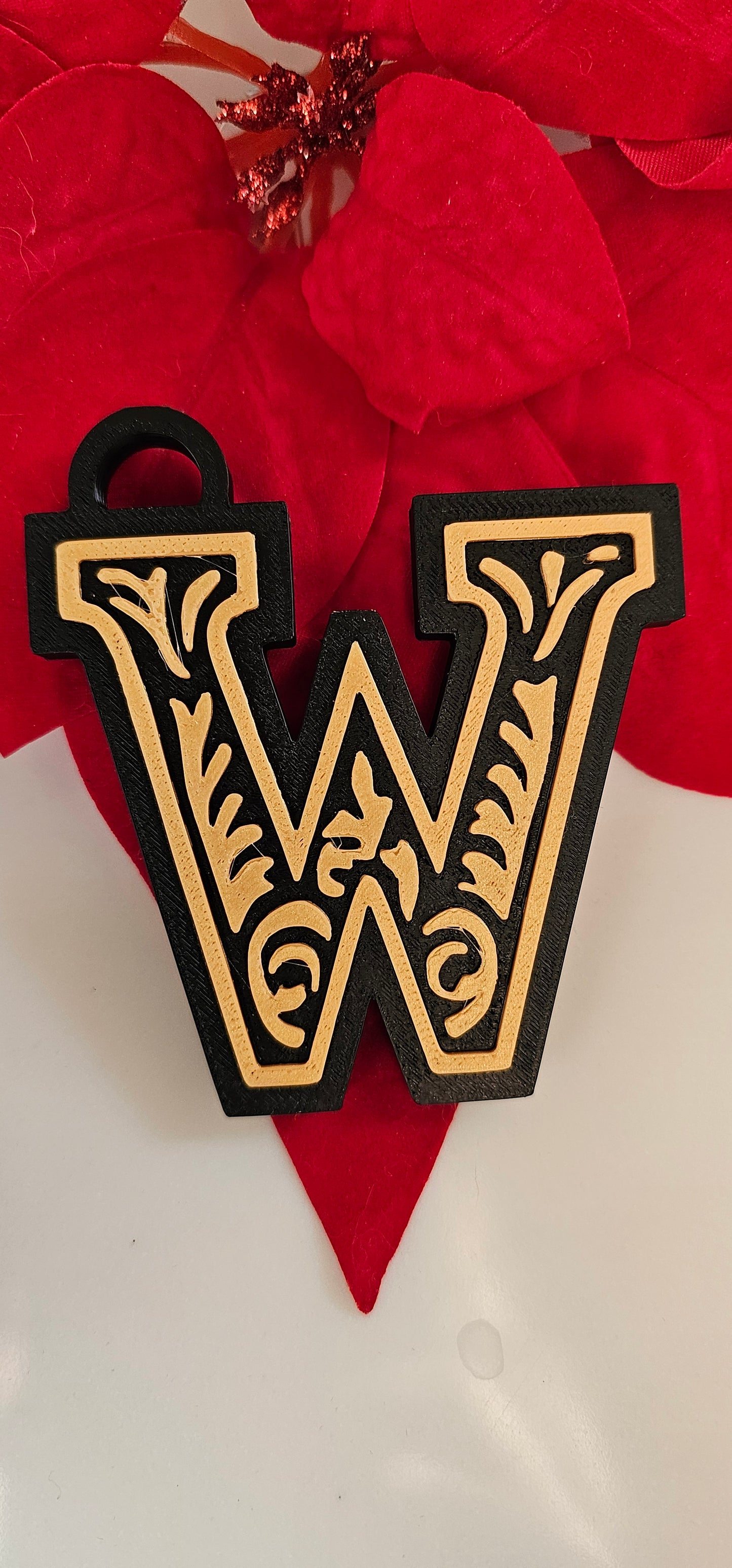 3D Print Tooled Leather Look Initial Fringe Keychain Purse Charm Choice of Colors