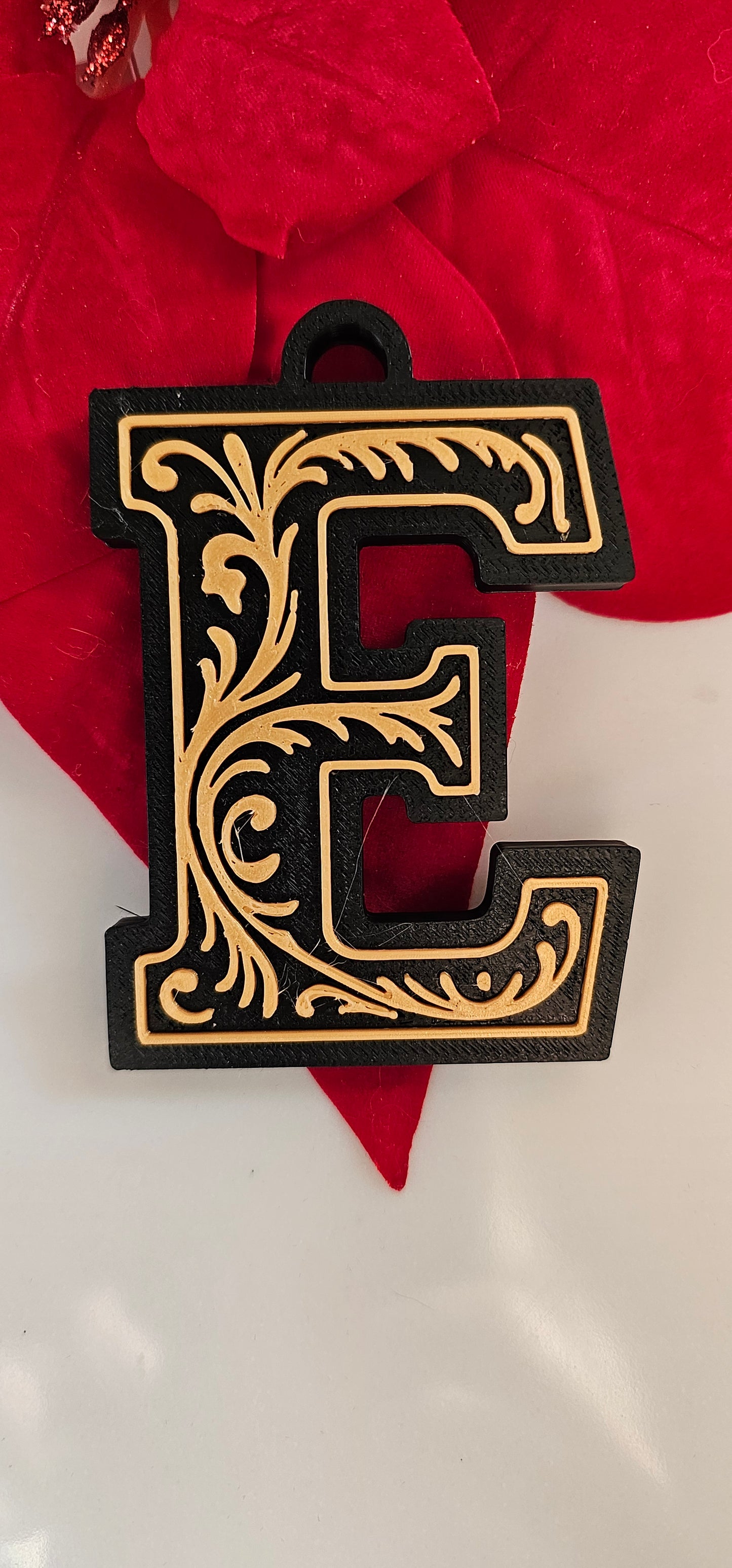 3D Print Tooled Leather Look Initial Fringe Keychain Purse Charm Choice of Colors