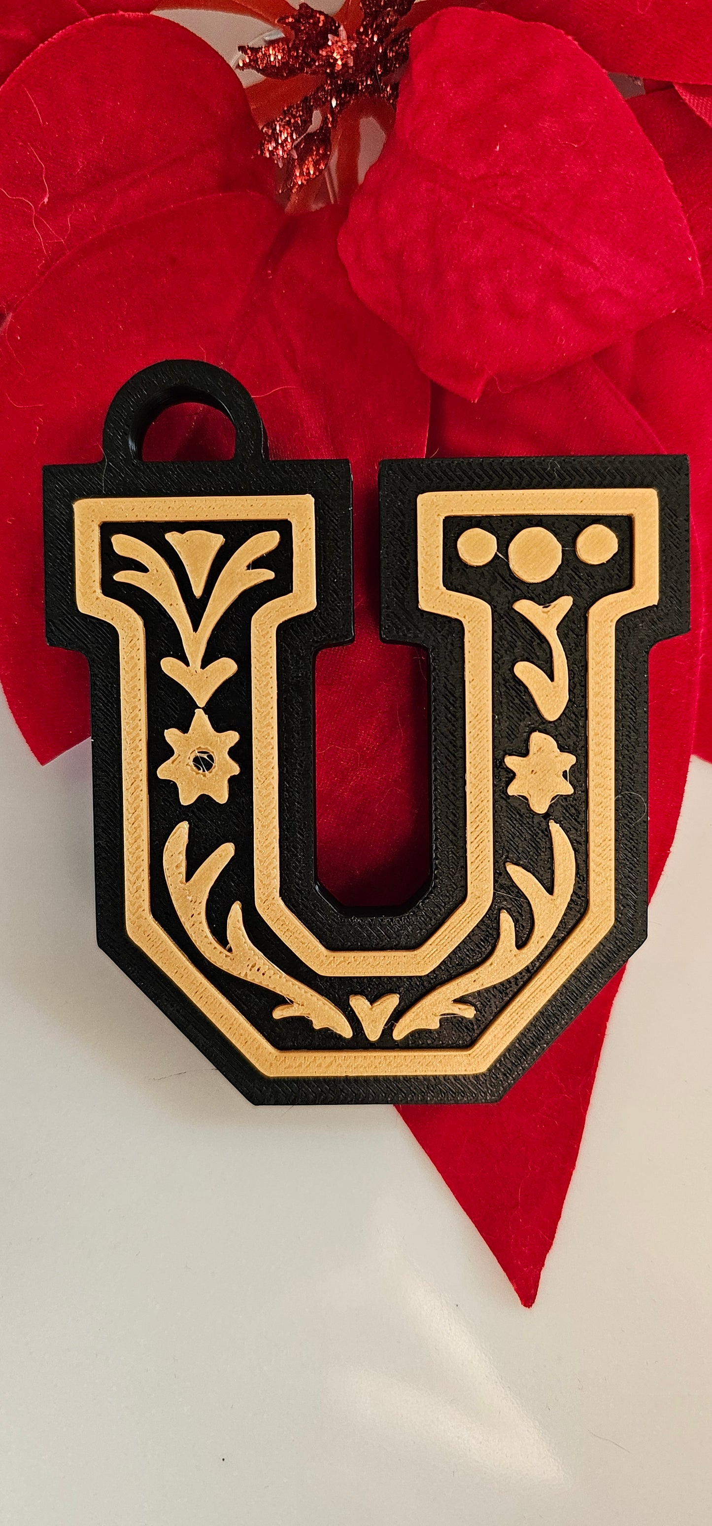 3D Print Tooled Leather Look Initial Fringe Keychain Purse Charm Choice of Colors