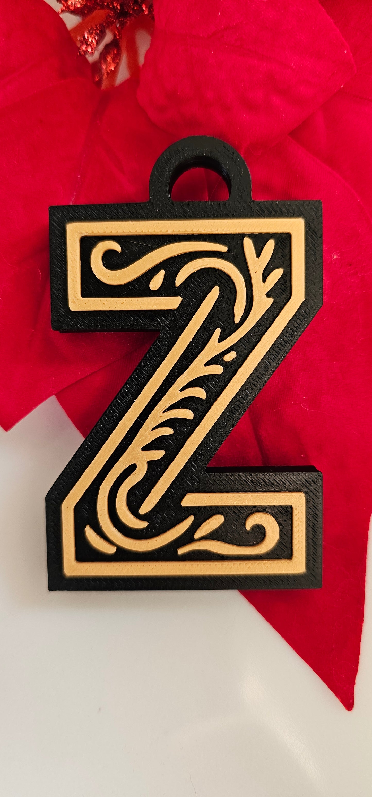 3D Print Tooled Leather Look Initial Fringe Keychain Purse Charm Choice of Colors