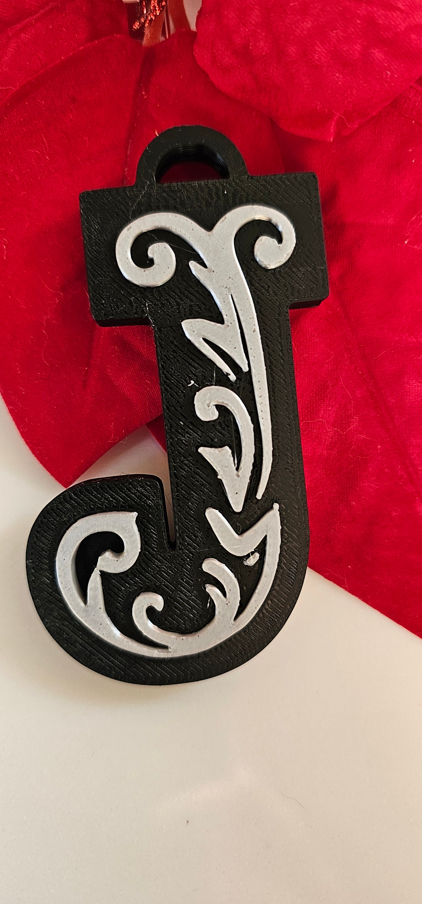 3D Print Tooled Leather Look Initial Fringe Keychain Purse Charm Choice of Colors