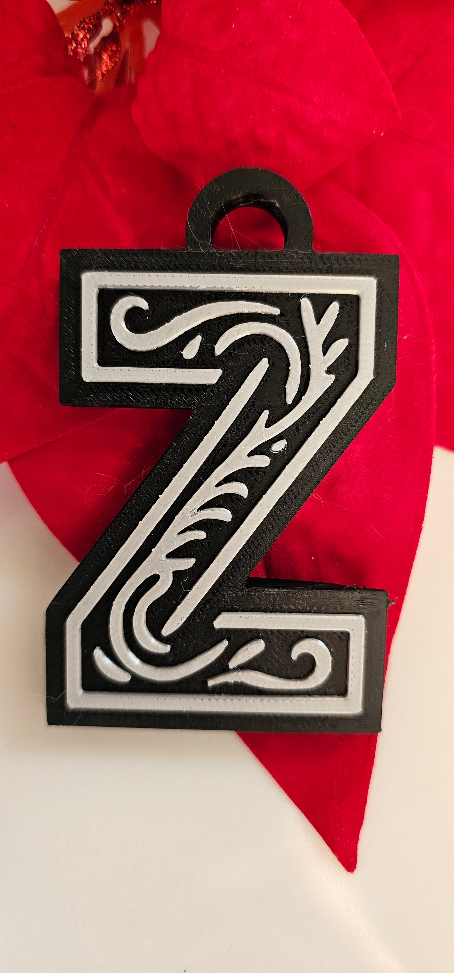 3D Print Tooled Leather Look Initial Fringe Keychain Purse Charm Choice of Colors