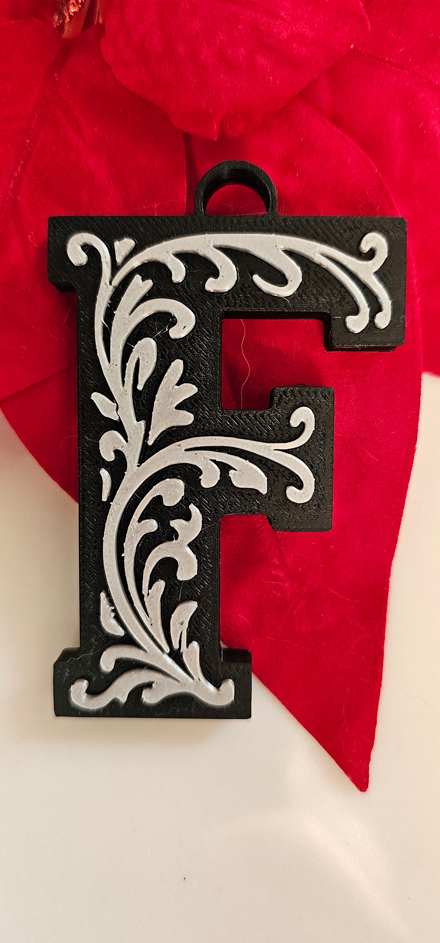 3D Print Tooled Leather Look Initial Fringe Keychain Purse Charm Choice of Colors