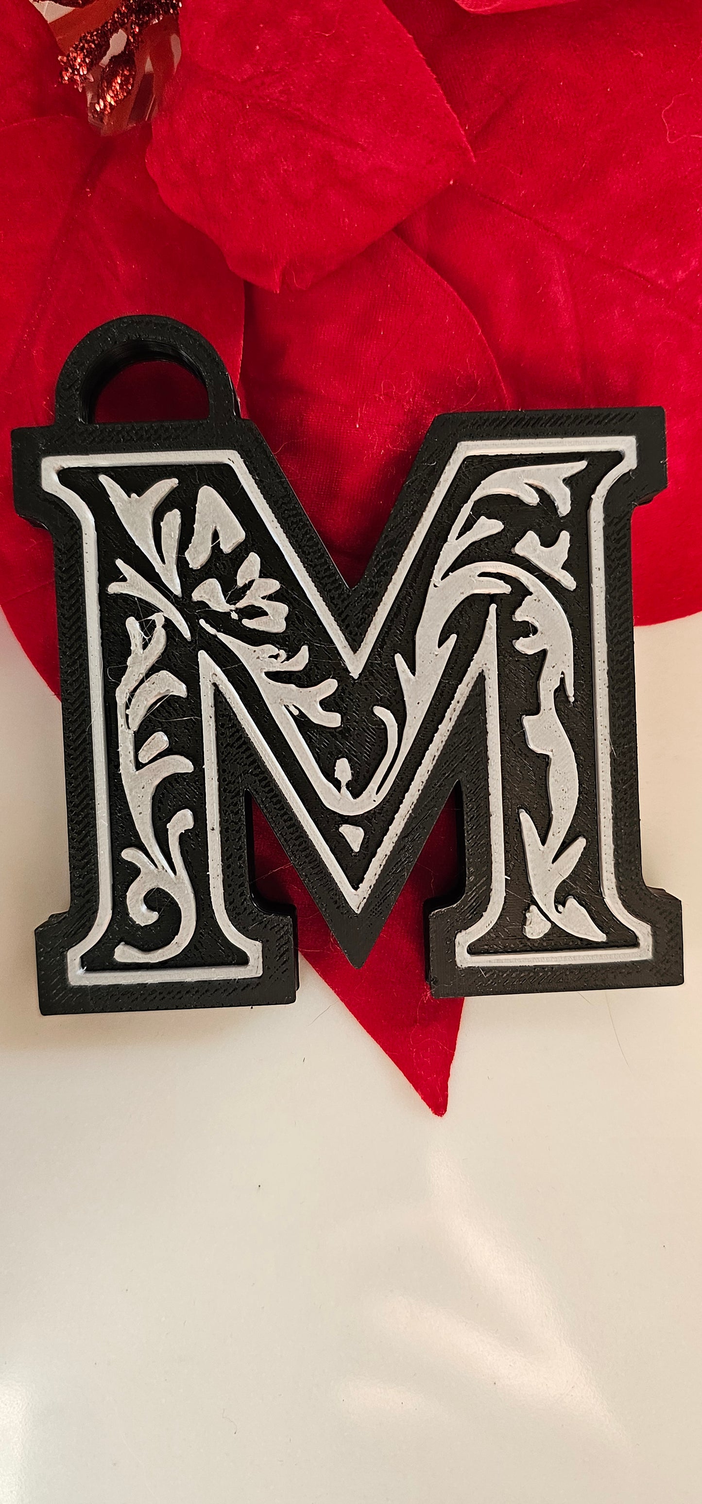 3D Print Tooled Leather Look Initial Fringe Keychain Purse Charm Choice of Colors