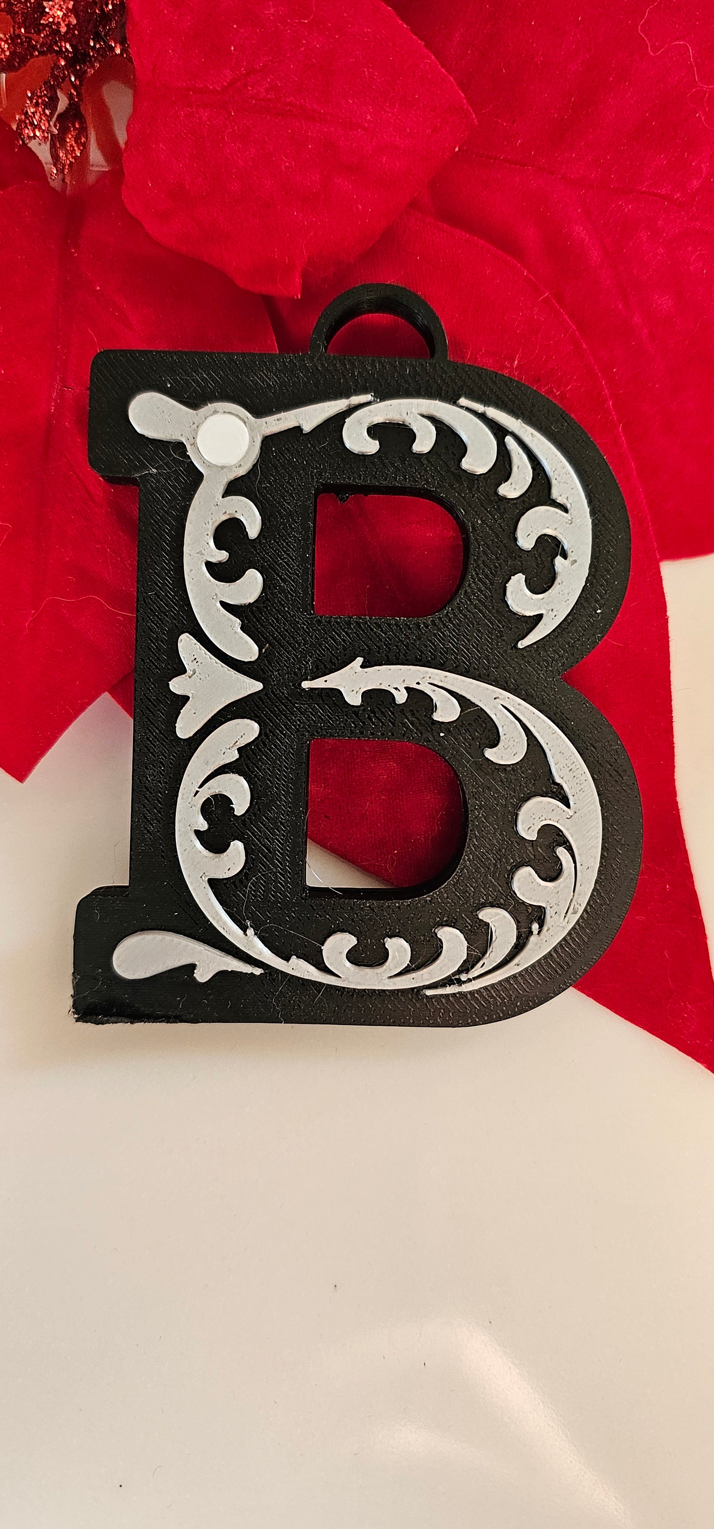 3D Print Tooled Leather Look Initial Fringe Keychain Purse Charm Choice of Colors