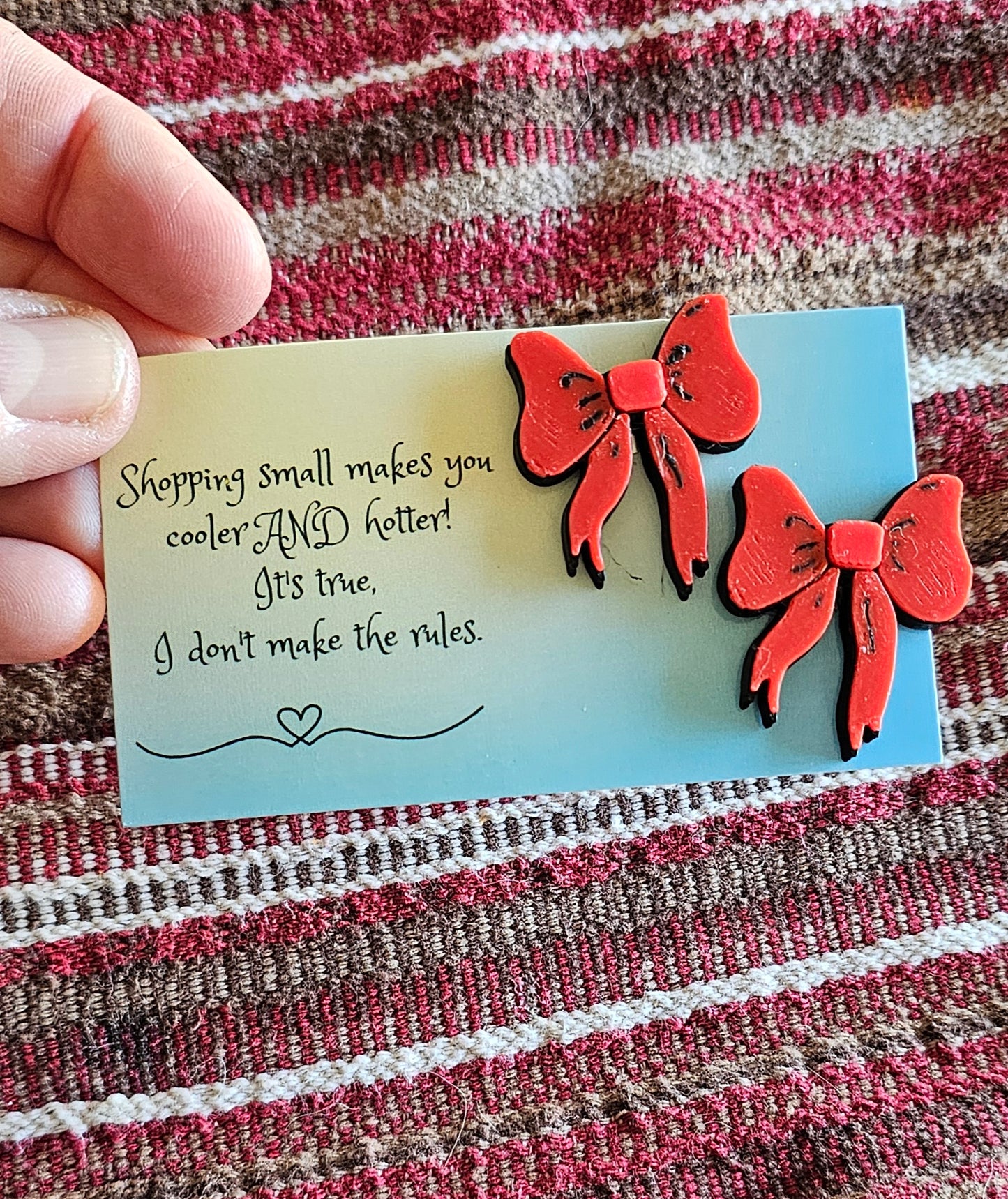 Bag of 25 -Boutique 3d Printed Package Inserts Red Bow Earrings Made in America