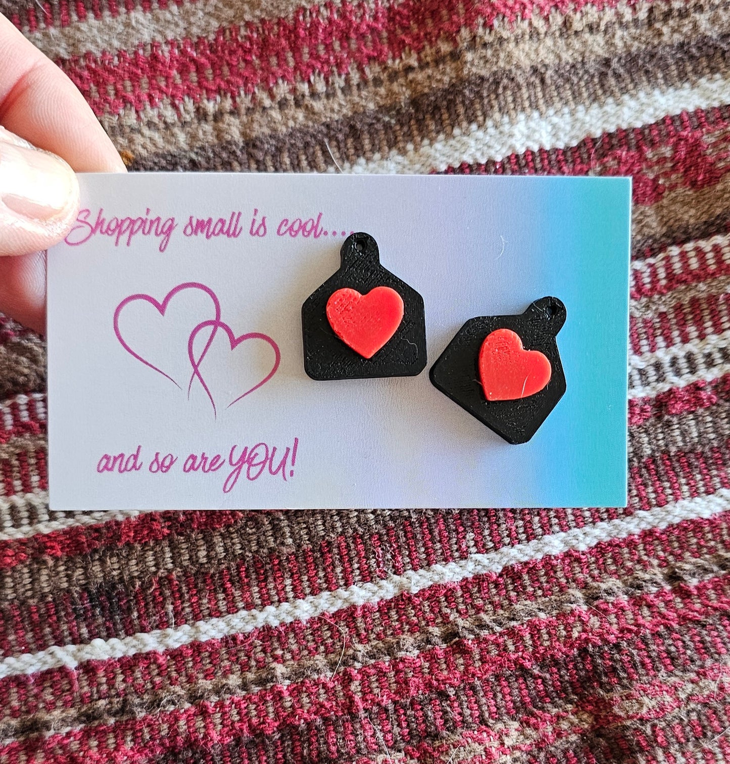 Bag of 25 -Boutique 3d Printed Package Inserts Cattle Tag Earrings Made in America