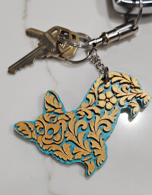3D Print Corgi Dog Tooled Keychain Made in America