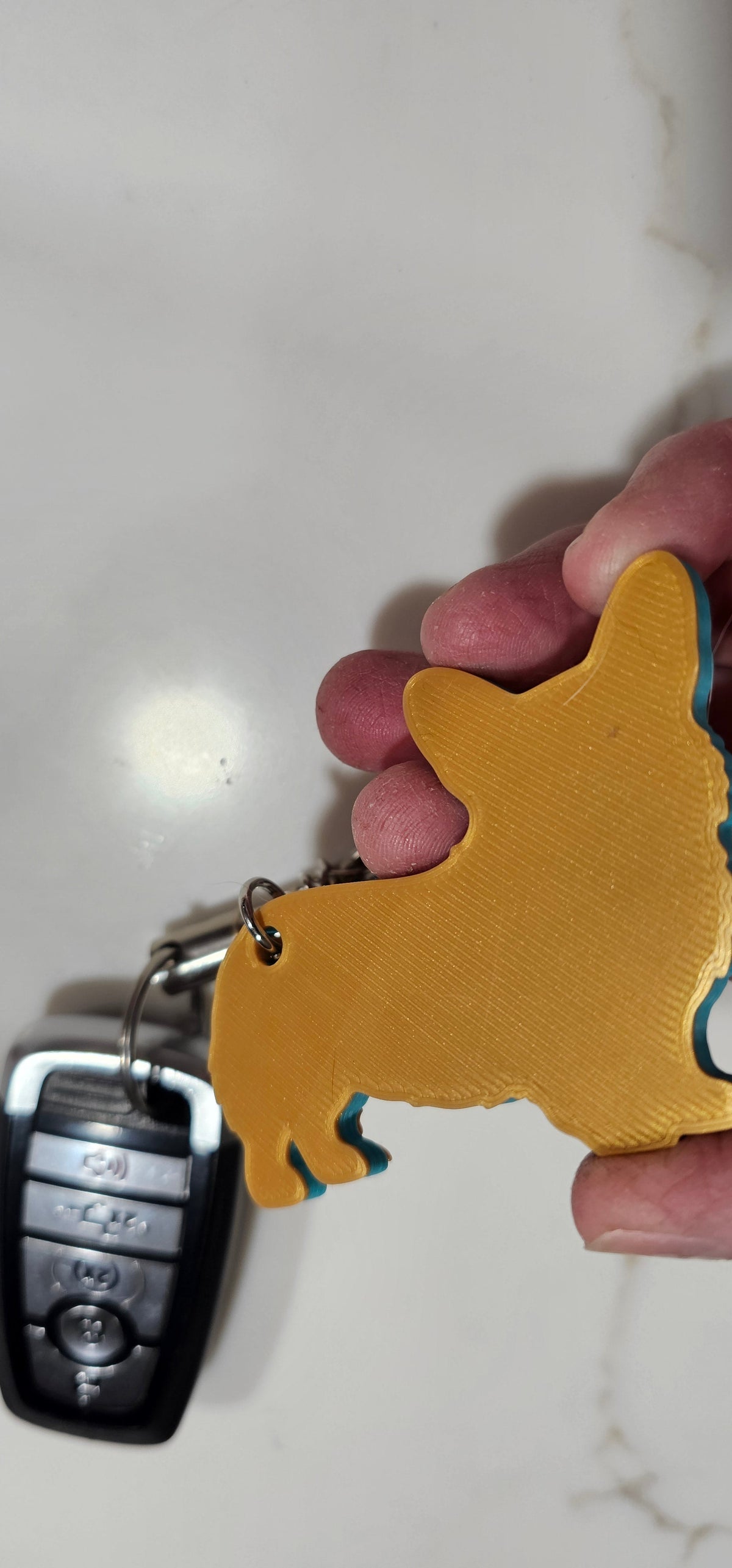 3D Print Corgi Dog Tooled Keychain Made in America