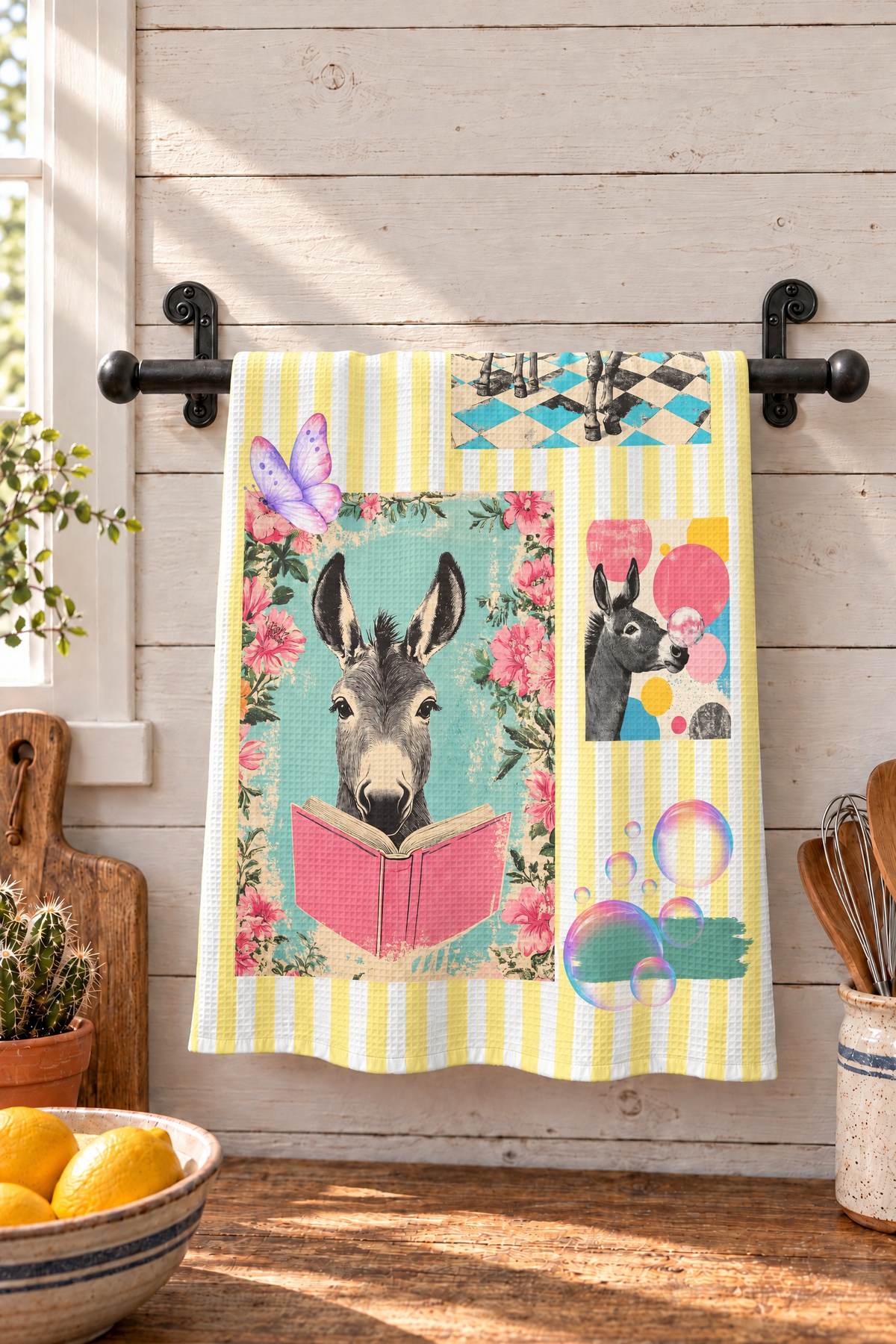 Baha Ranch Donkey Smiles Set of 2 (same) Kitchen Towels Made in America