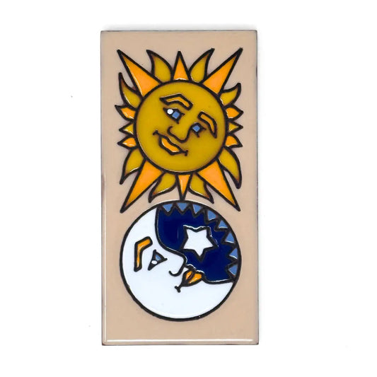 Sun and Moon Face End Cap Tile - Sand, Turquoise or Brown