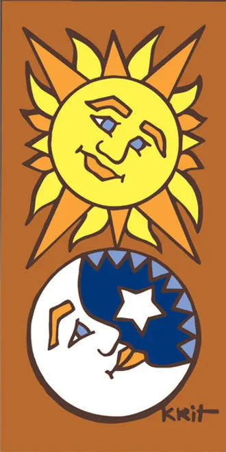 Sun and Moon Face End Cap Tile - Sand, Turquoise or Brown