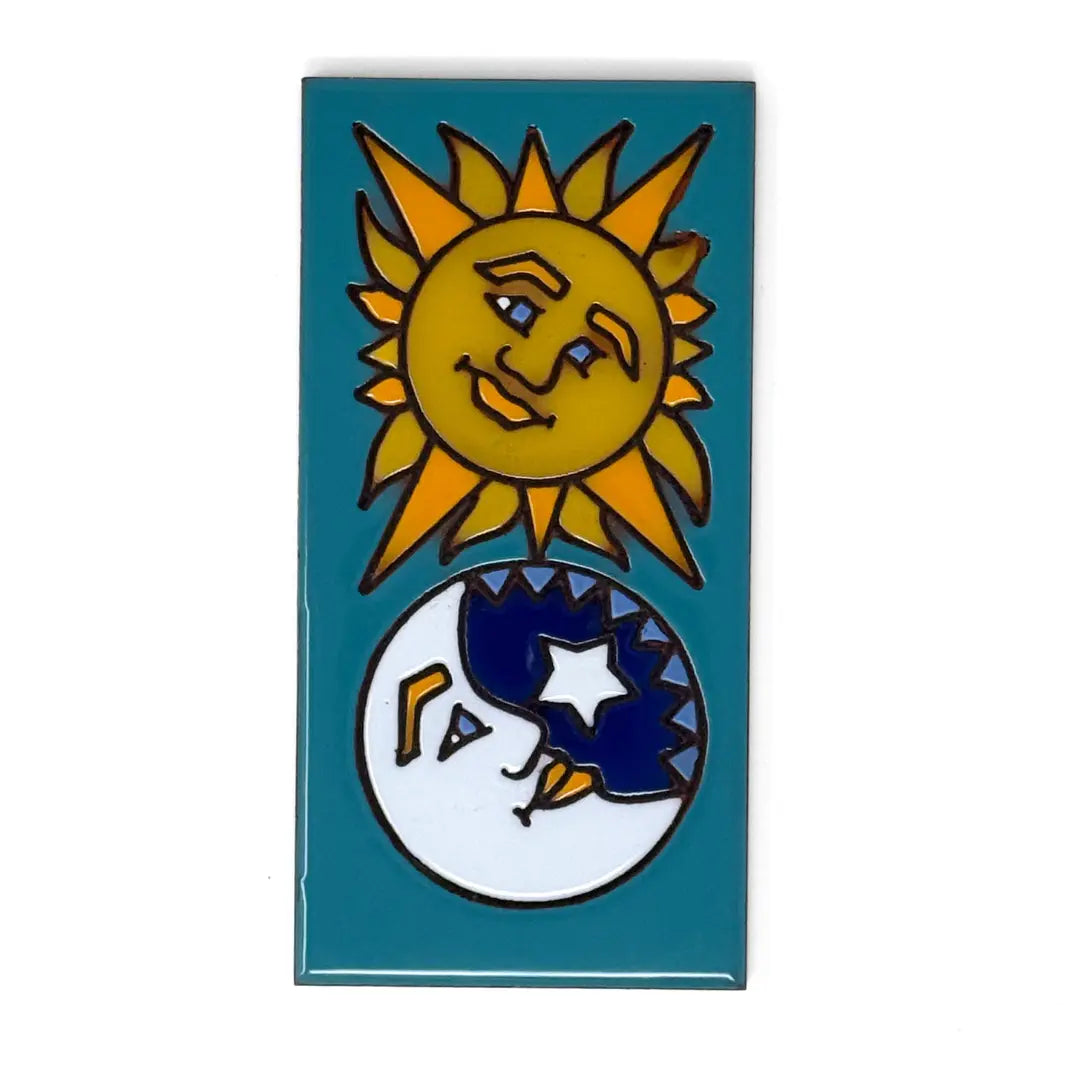 Sun and Moon Face End Cap Tile - Sand, Turquoise or Brown