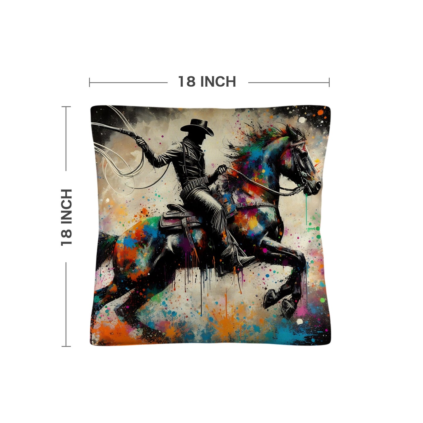 Painted Cowboy Throw Pillo Case Made in America