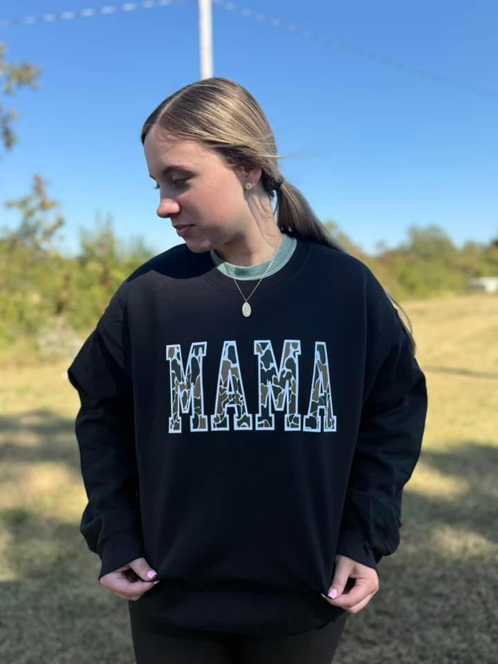 Retro Camo Mama Crewneck