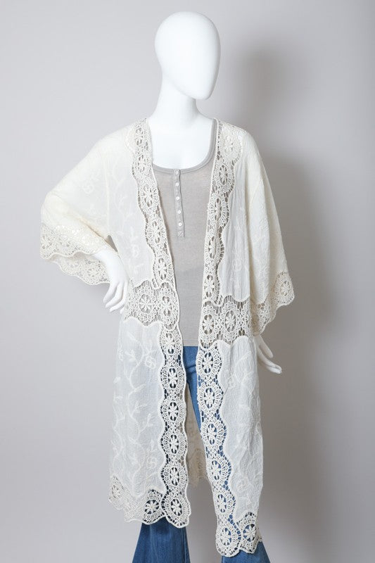 Crochet Open Patch Longline Kimono Duster choice of colors