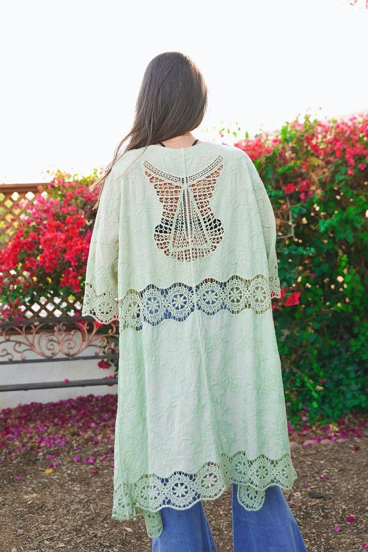 Crochet Open Patch Longline Kimono Duster choice of colors