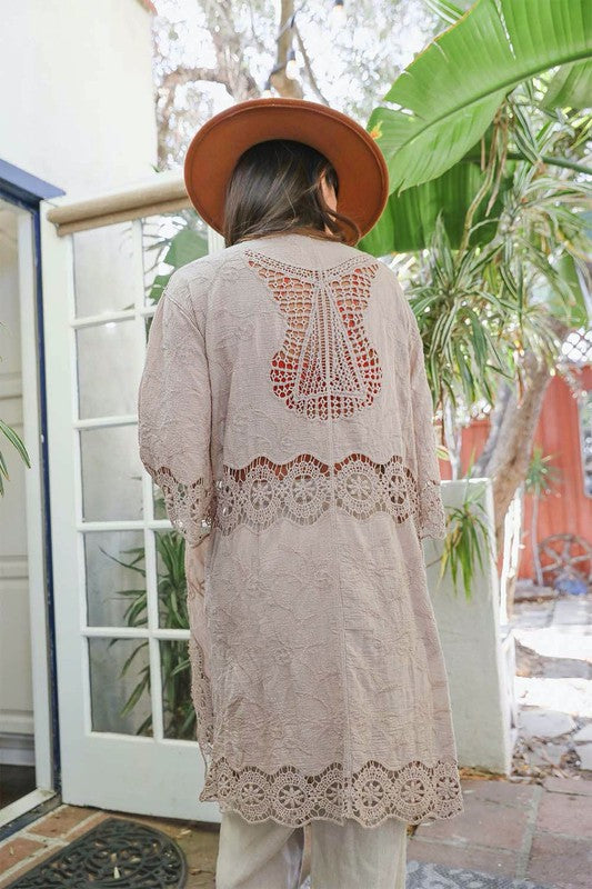 Crochet Open Patch Longline Kimono Duster choice of colors