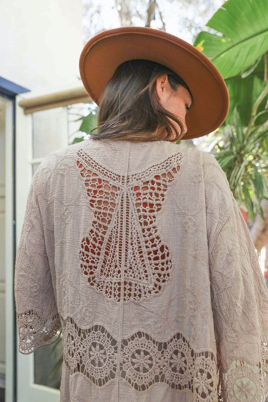 Crochet Open Patch Longline Kimono Duster choice of colors