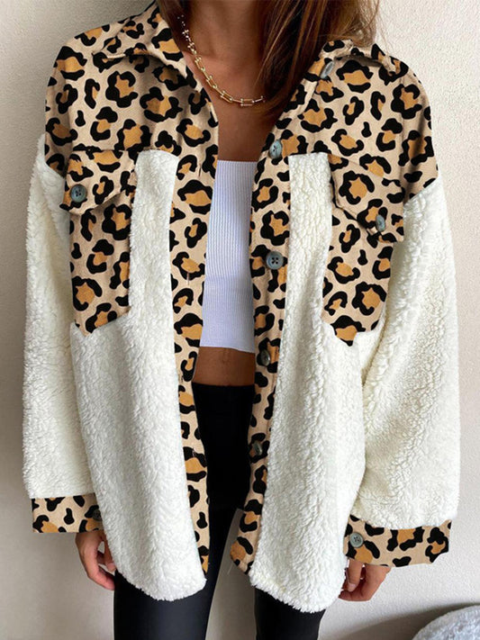 Fuzzy Button Up Long Sleeve Jacket choice of prints