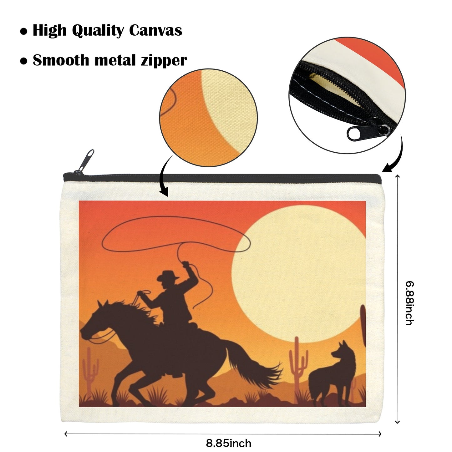 Cowboy Sunset Cosmetic Bag Pack of 5 Made in America