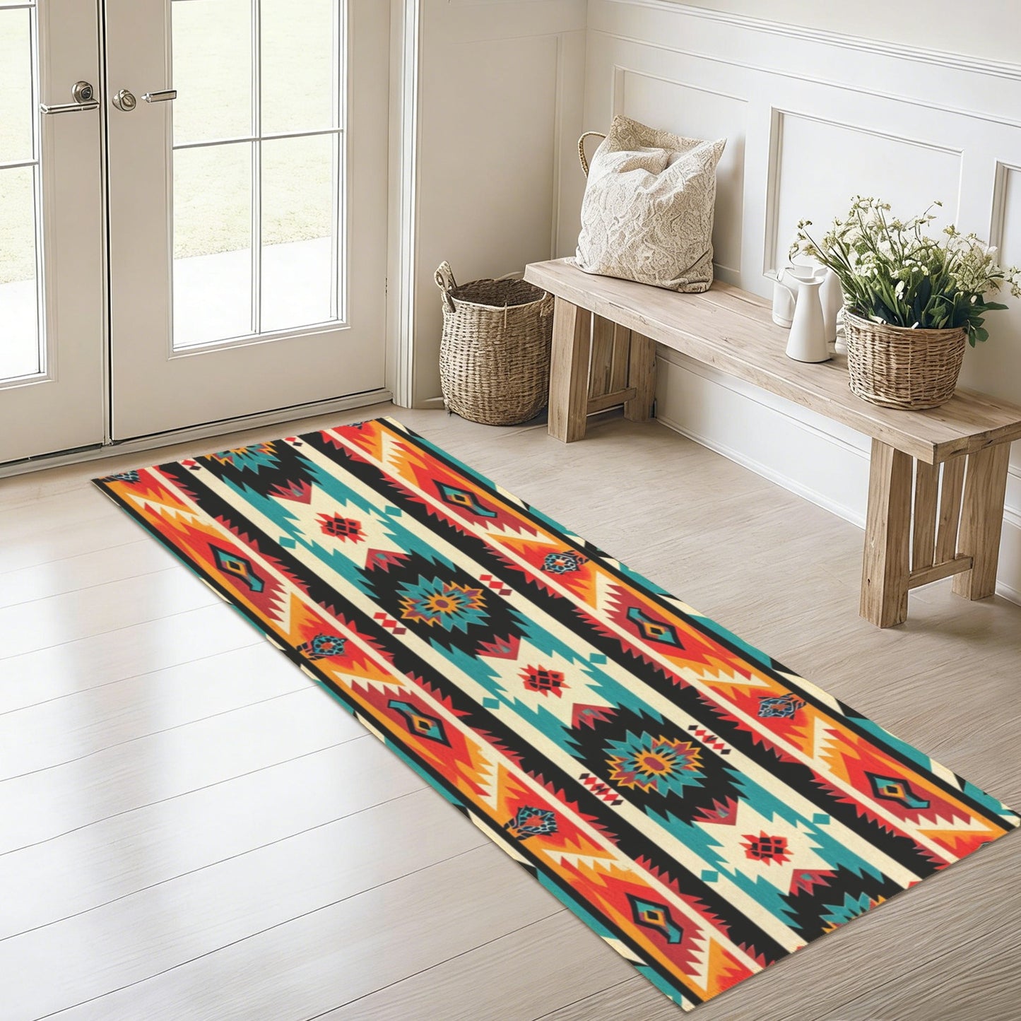 Baha Ranch Southwestern Aztec Indoor Runner Rug  60" x 22" Made in America