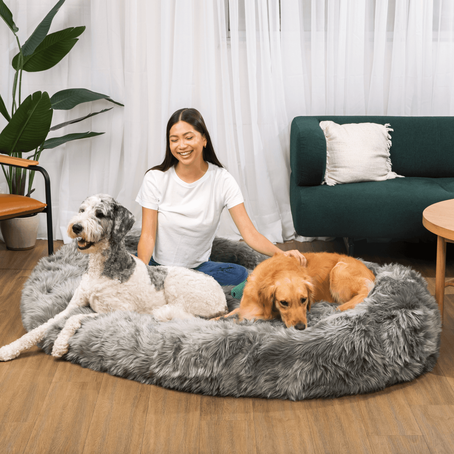 PupCloud™ Human-Size Dog Bed + Matching Waterproof Blanket Bundle - Charcoal Grey