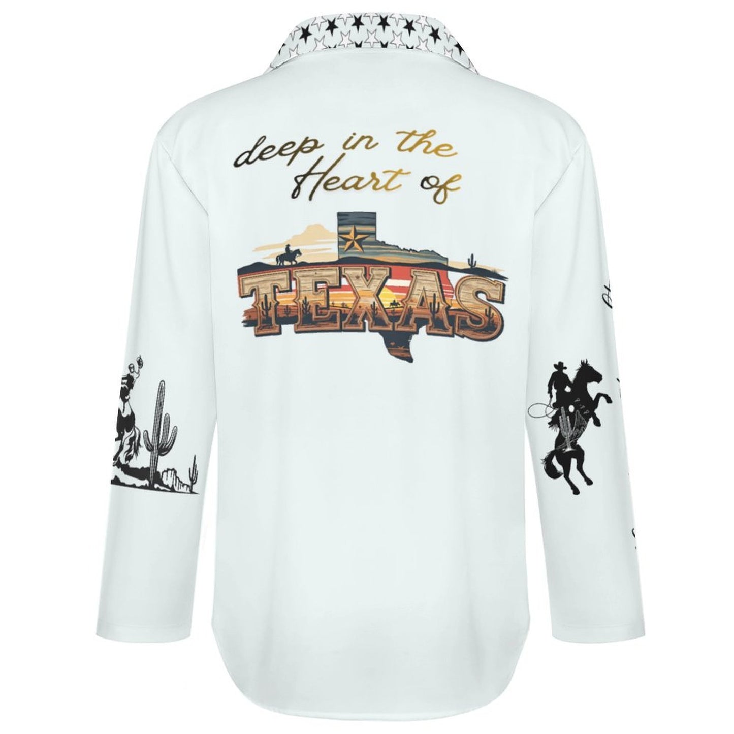 Baha Ranch Deep in the Heart of Texas Graphic Button Up Western Blouse