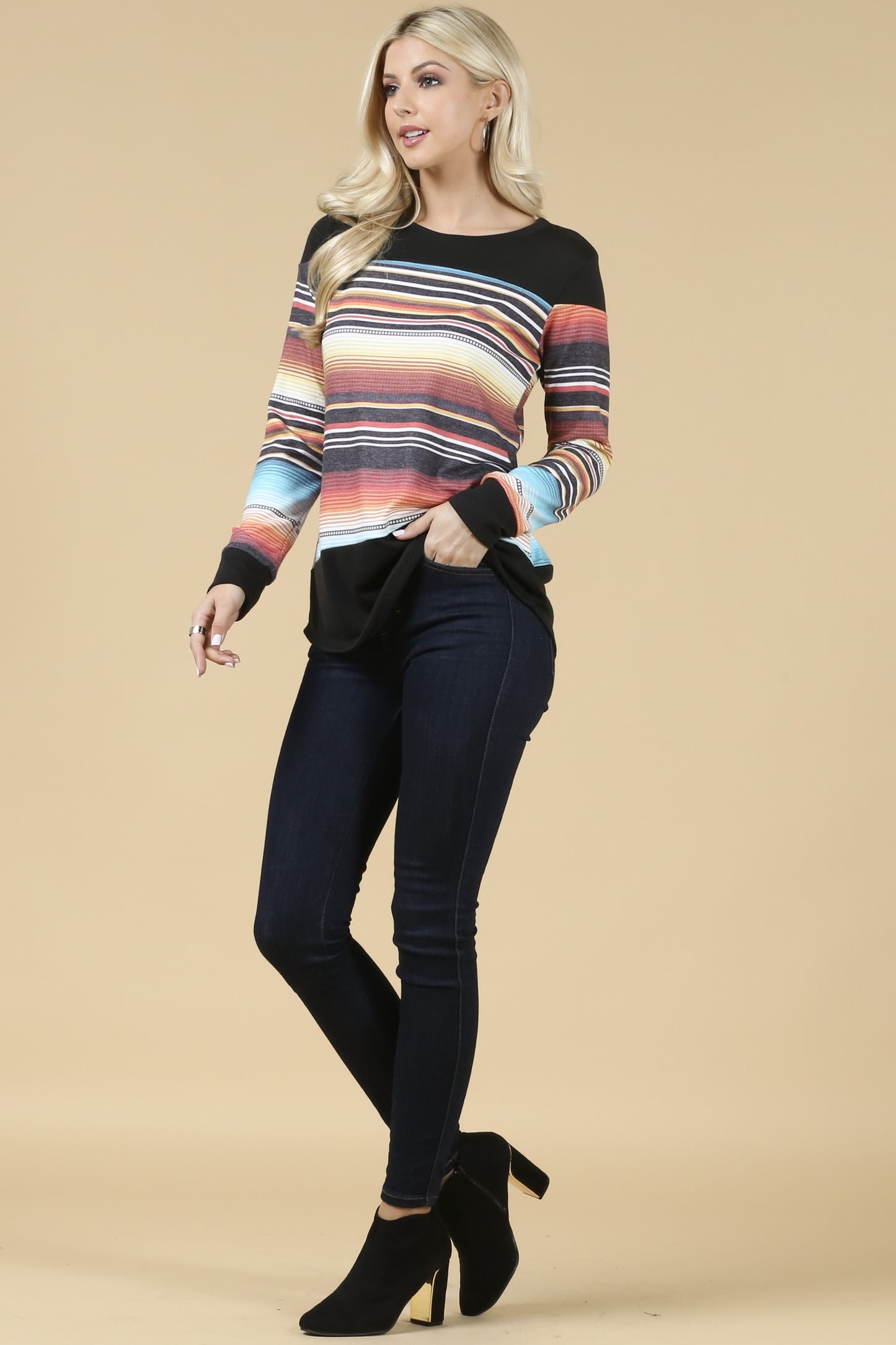 Los Alamos Serape Print Long Sleeve Top Made in America