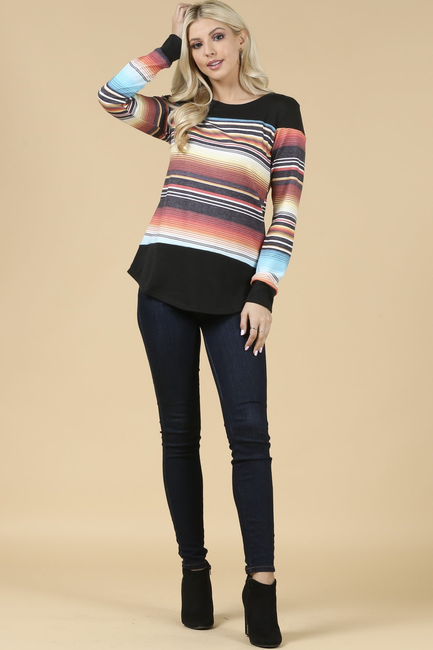 Los Alamos Serape Print Long Sleeve Top Made in America