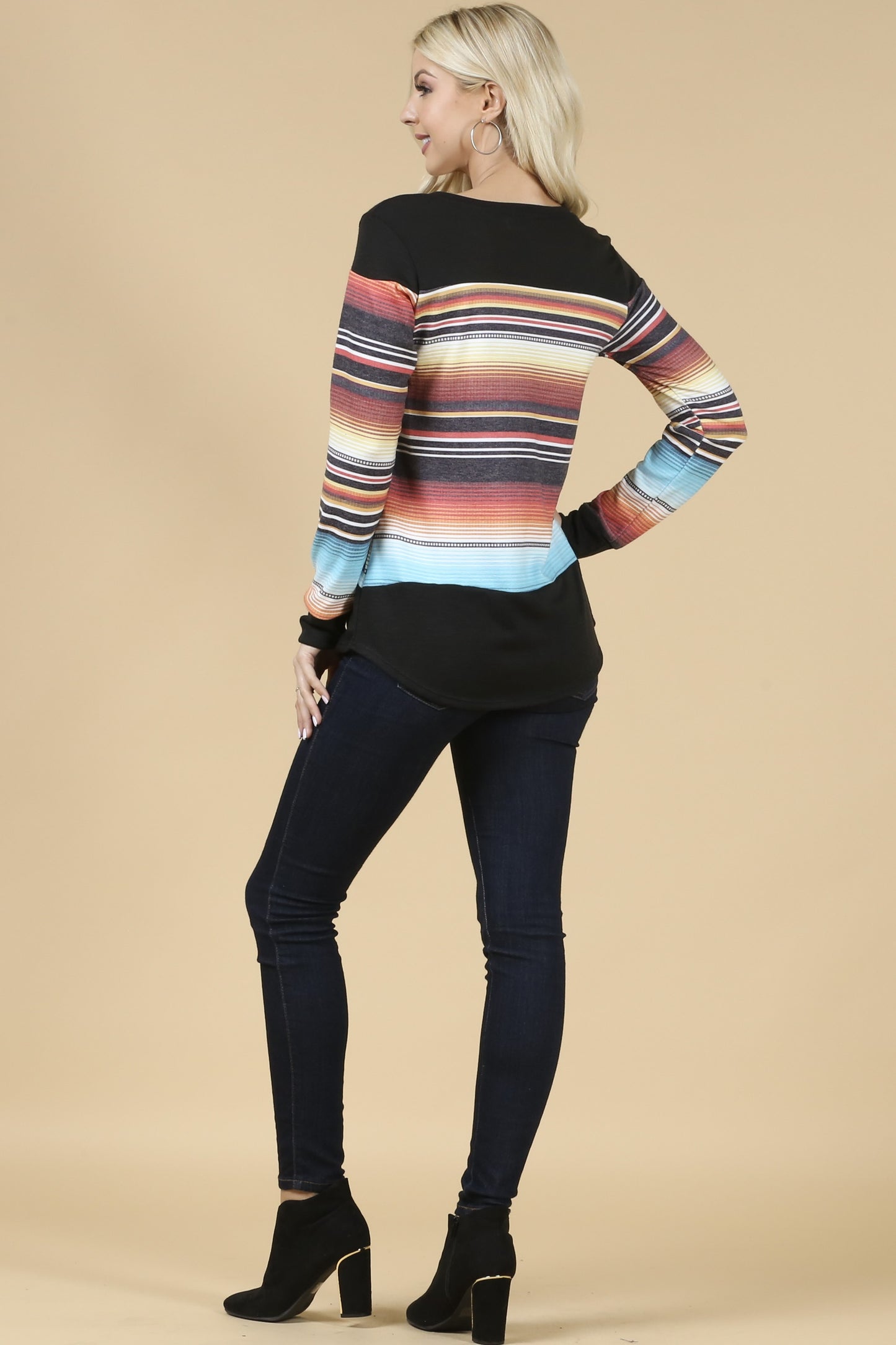 Los Alamos Serape Print Long Sleeve Top Made in America