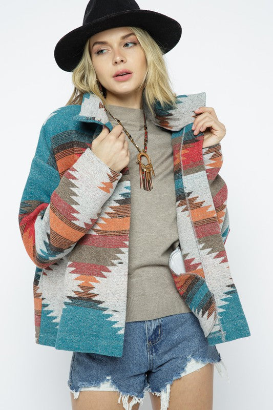 Southwestern Soft Comfy Lightweight Aztec Pattern Jacket