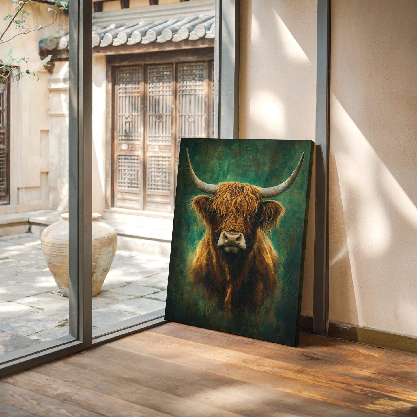 Highland Majesty in Emerald Light Western Farm Cow Ranch Wall Decor